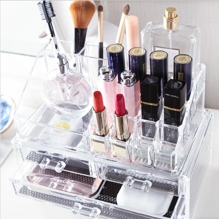 

Acryl Makeup Organizer Thickened Box Cosmetic Organizer Four Layers Makeup Box Lipstick & Nail Polish Organizer with 4 Drawers
