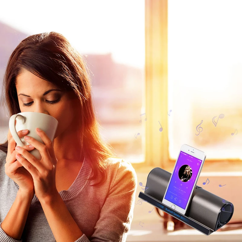 HLTON Портативный беспроводной Bluetooth динамик Громкая связь бас стерео музыкальный сабвуфер с подставкой Держатель для iphone X samsung Tablet PC