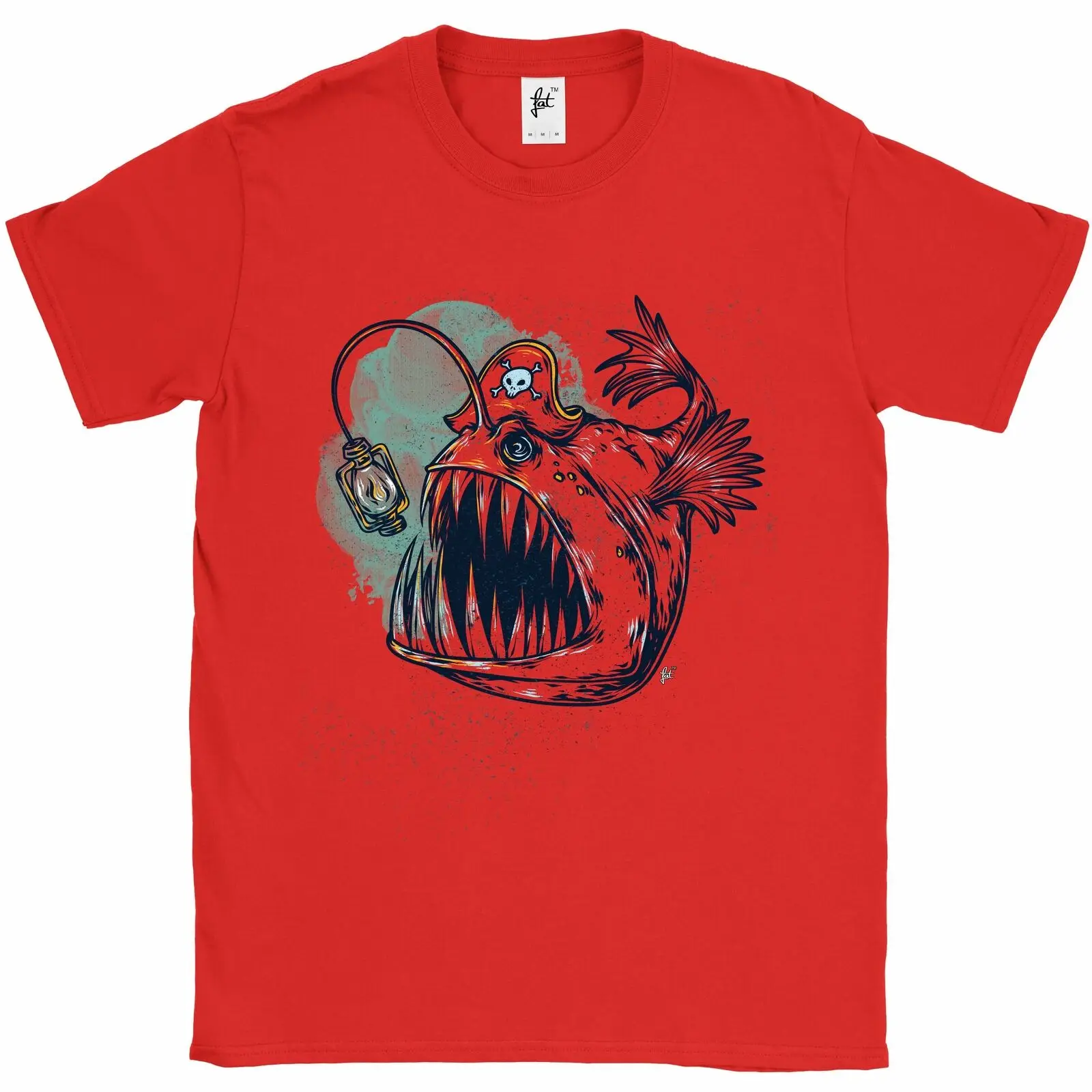 Острый зуб Пират капитан Монстр Пиранья рыба Мужская футболка|Мужские футболки| |