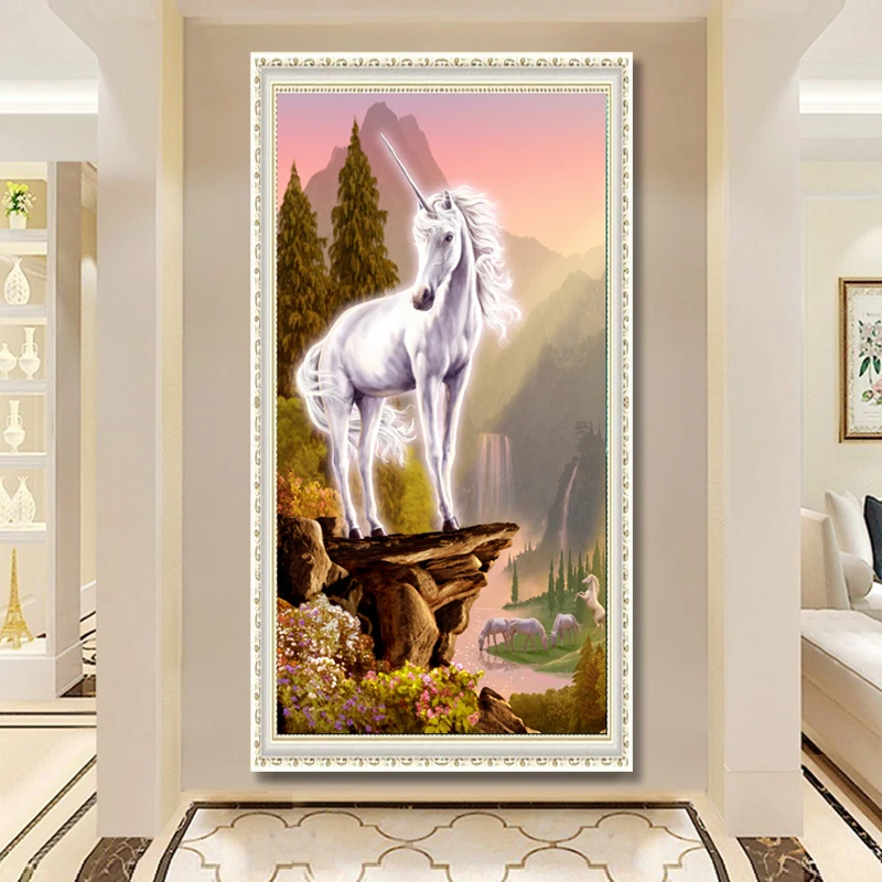 DIY Алмазная Вышивка Животных Единорог крестом мозаика картина рукоделие узор