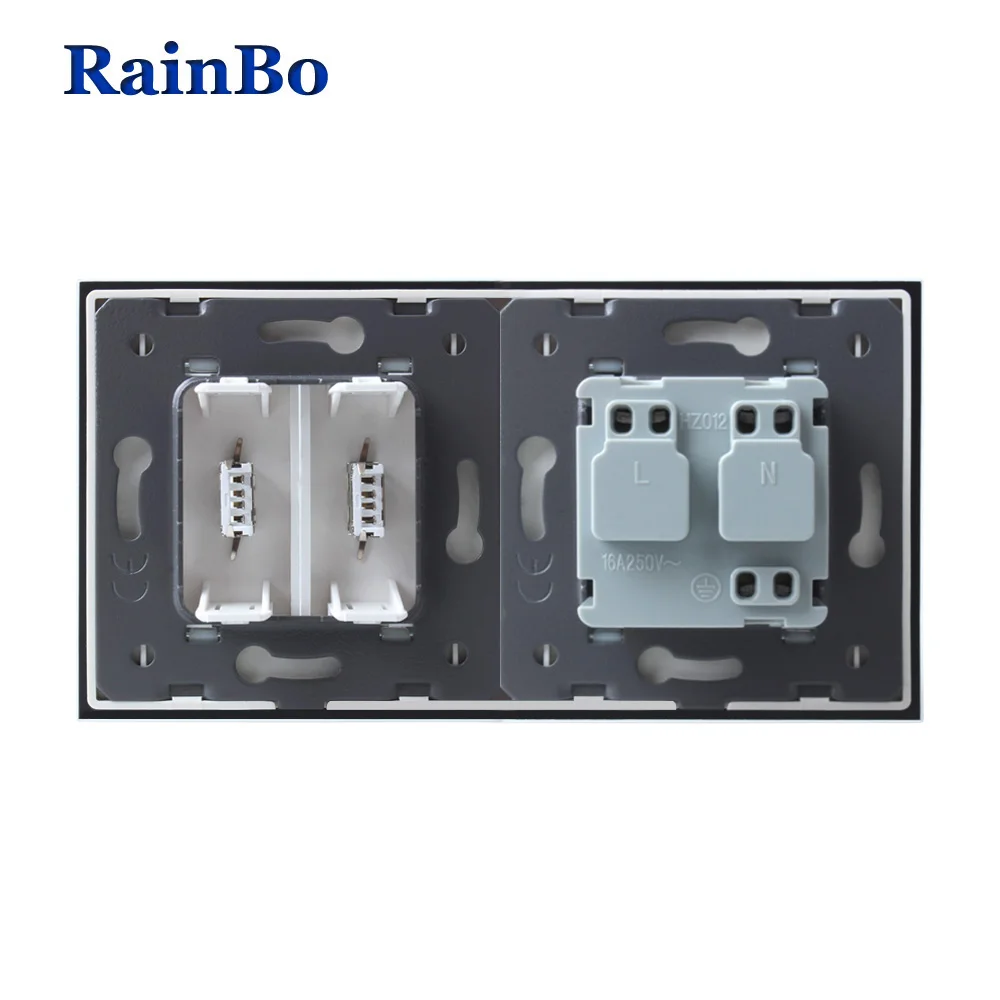 Rainbo Европейский Стандартный Мощность разъем USB + выход Стекло Панель стены AC Smart