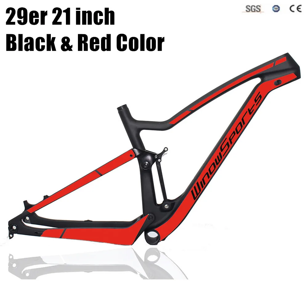 21 Black Red Полная подвеска карбоновый горный велосипед XC рама для горного велосипеда высокое качество 29/27. 5er mtb рама UD матовая через ось 148*12 полная подвеска - Цвет: 21 Black Red