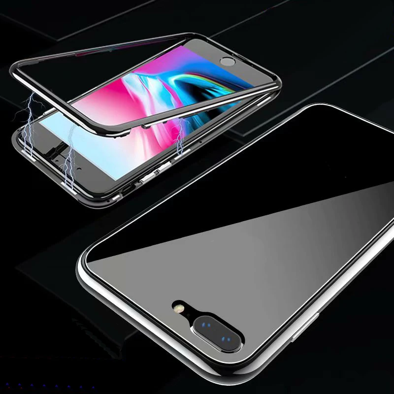 Роскошный Магнитный флип чехол для телефона iPhone X XS MAX 7 8 Plus 11 Pro PC Border прозрачная