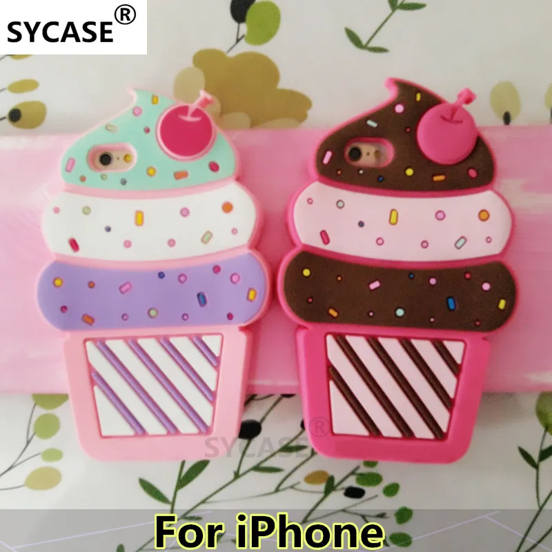SYCASE 3D Лето Моделирование молочной вишни мороженое Силиконовый Мультфильм PhoneCase