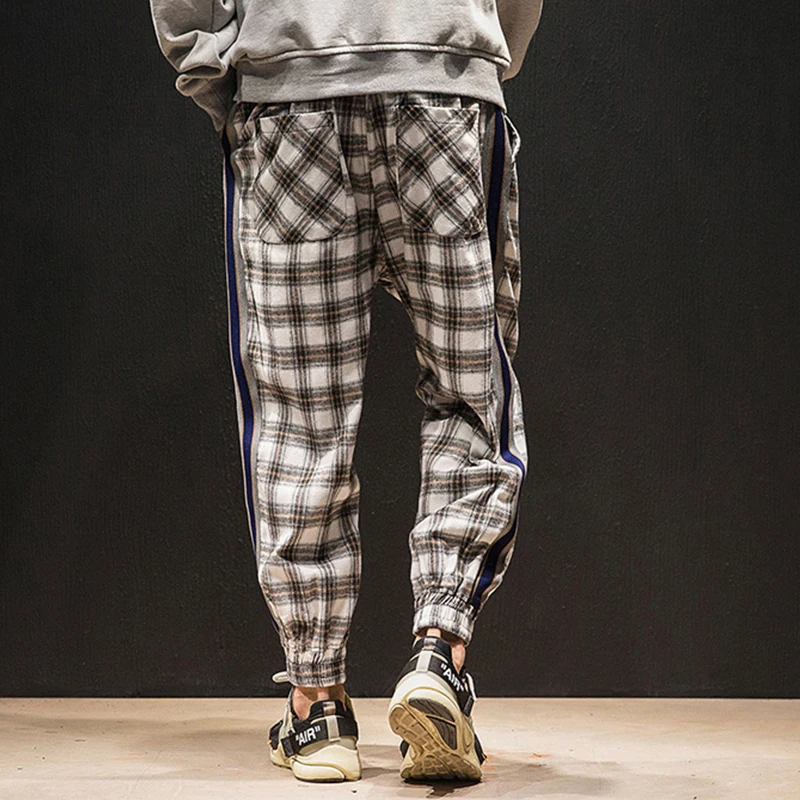 Весна 2019 мужские шотландские винтажные клетчатые брюки султанки до щиколотки