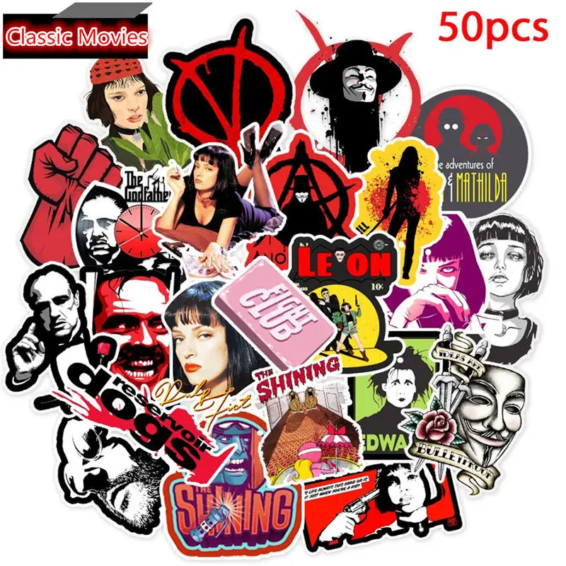 Classic Movies-50pcs 50 шт. Классические фильмы V для Vendet наклейка багаж ноутбук гитара доска для серфинга скейтборд велосипед холодильник DIY Фотоальбомы наклейка игрушка - Цвет: Classic Movies-50pcs