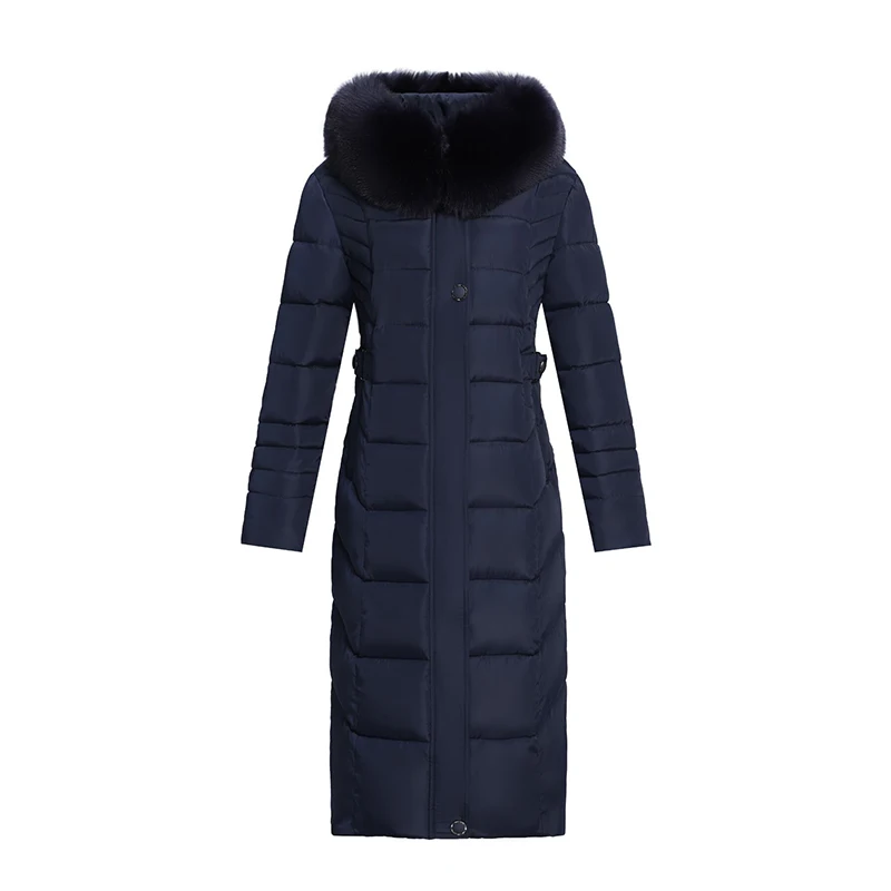 

2019 Winter Down Jacket Coat Middle-aged Womens Long Thicken Warm Down Parkas Female Big Fur Collar Hooded Cotton-padded Coats