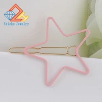 new lady popular copper hairpin jewelry cute pink pentacle star tassel hairpin high quality hair ornaments
