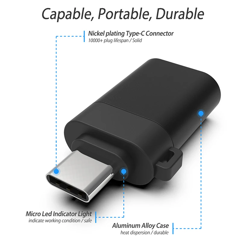 OTG Тип-C/USB 3,0 Тип C OTG адаптер Тип-конвертер для samsung S8 для MacBook серии Тип usb C OTG адаптер с металлической цепью