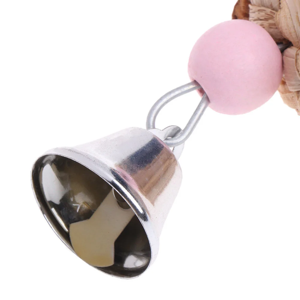 Swing Chew Bite Funny Durable Bell Hanging Type Wooden Eco-friendly Natural Knitted Grass Bird Parrot Toy Animal | Дом и сад