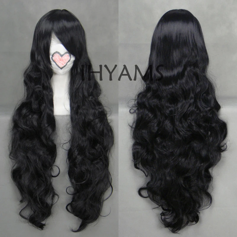 Длинный парик для косплея из аниме Inuyasha Naraku черные волнистые синтетические