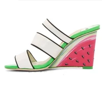 new arrivals fashion watermelon wedge heel sandals cut out strap women summer sandals big size 34 42 dress shoes woman free ship