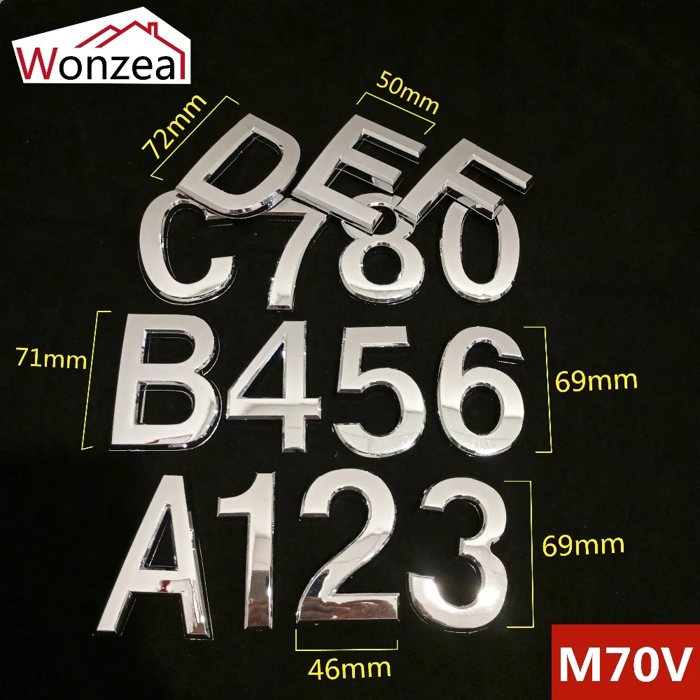 70 мм 0123456789ABCDEF Wonzeal Современная Серебряная Табличка номер дом отель дверь адрес стикер с цифрами табличка знак ABS пластик