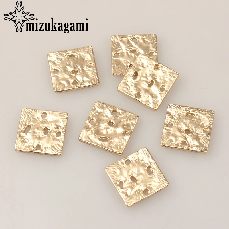 Zinc Alloy Golden Hollow Square Connector Charms Pendants 18mm 10pcs/lot For DIY Necklace Jewelry Earrings Making Accessories | Украшения и
