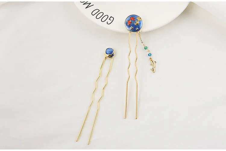 New Hot Fashion Ocean Wind Pendant Japan Personality Japan And Korea Style Exquisite U-type Hairwear Hairpin For Women Jewelry