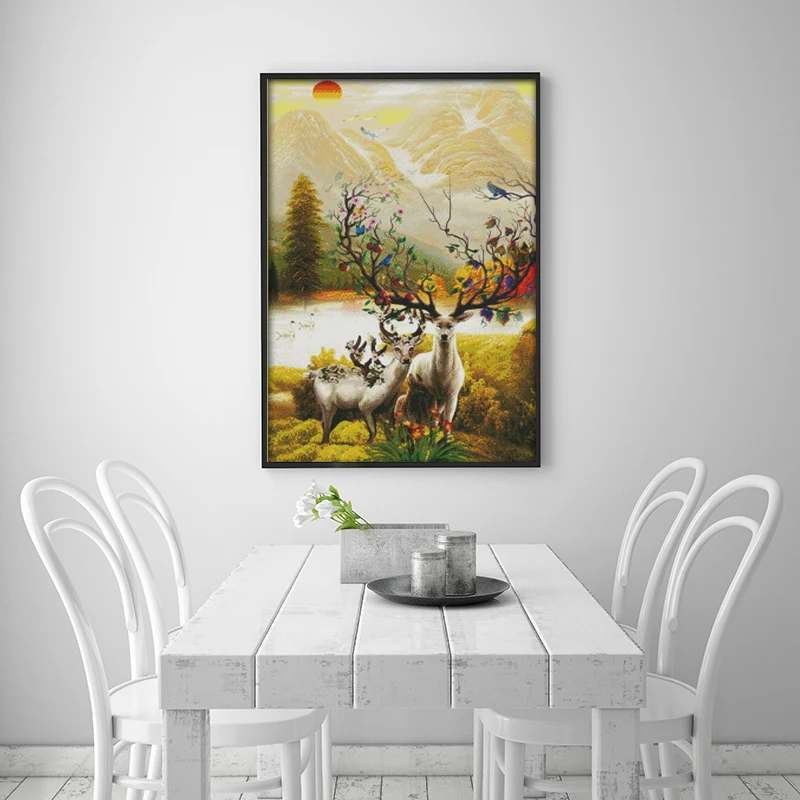 Набор для вышивки крестиком Happy Deer Family Joy Sunday DMC 11 14CT водорастворимый холст с