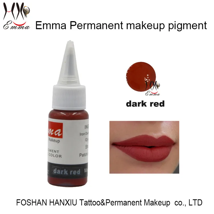 dark red Профессиональная бутылка краски для татуажа, пигмент для тату-арта, бровей, губ, Перманентный макияж, чернила, принадлежности - Цвет: dark red