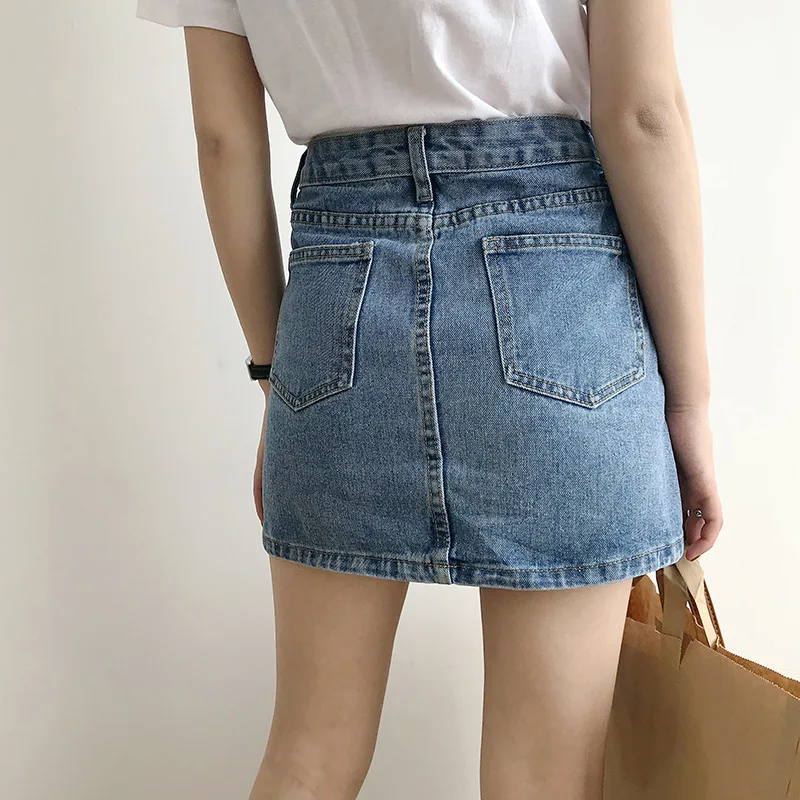 Женская летняя джинсовая мини юбка с высокой талией|skirt summer|denim skirt womena line mini |