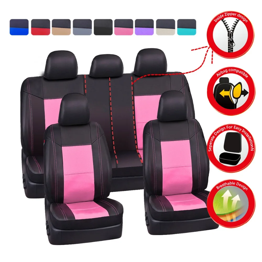 

Car-pass Universal Car Seat Cover Side Airbag Compatible PU Leather Car Styling Interior Accessories Vehicle Seat Covers 7 color
