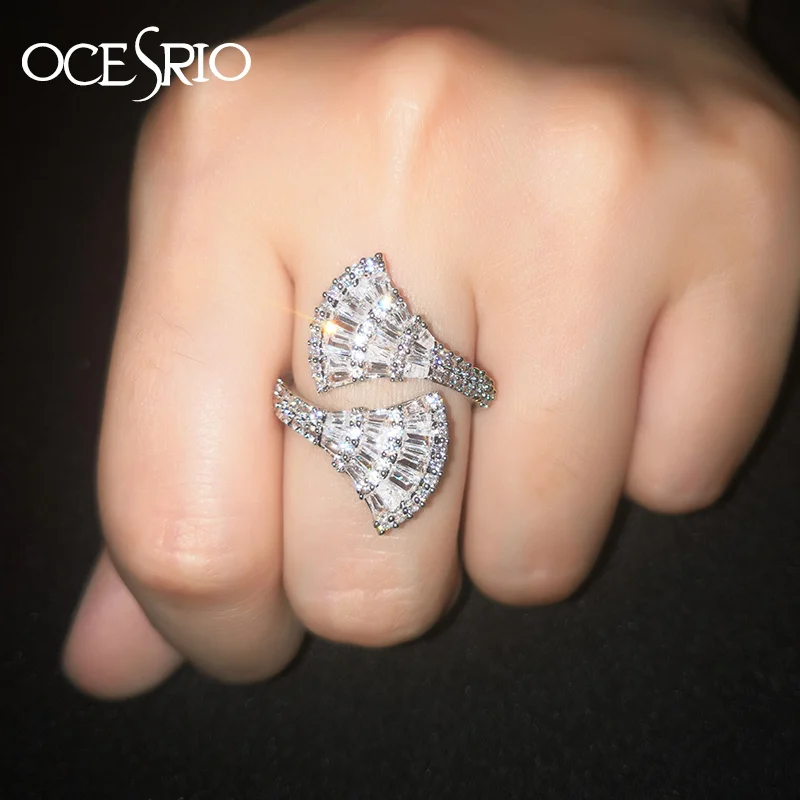 OCESRIO лакомство циркония женские кольца Jewelry CZ проложить серебро регулируемый