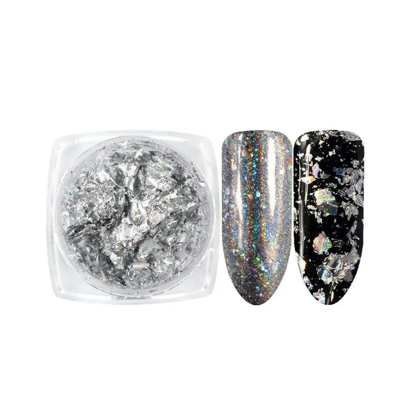 8 цветов/Набор ногтей Блеск алюминиевые хлопья эффект зеркальных порошки