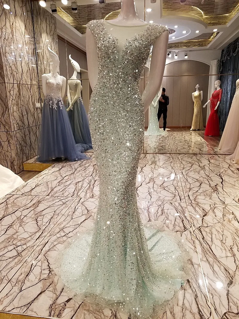 Abendkleid новое модное платье Русалочка с настоящим образцом, сексуальное, прозрачное, длинное вечернее платье, платья для выпускного вечера со стразами
