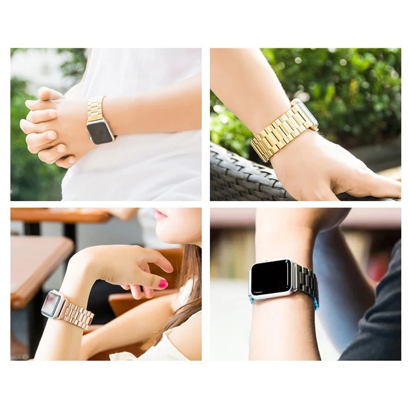 Браслет звеньевой для apple watch band 42 мм 38 44 40 металлический браслет из нержавеющей
