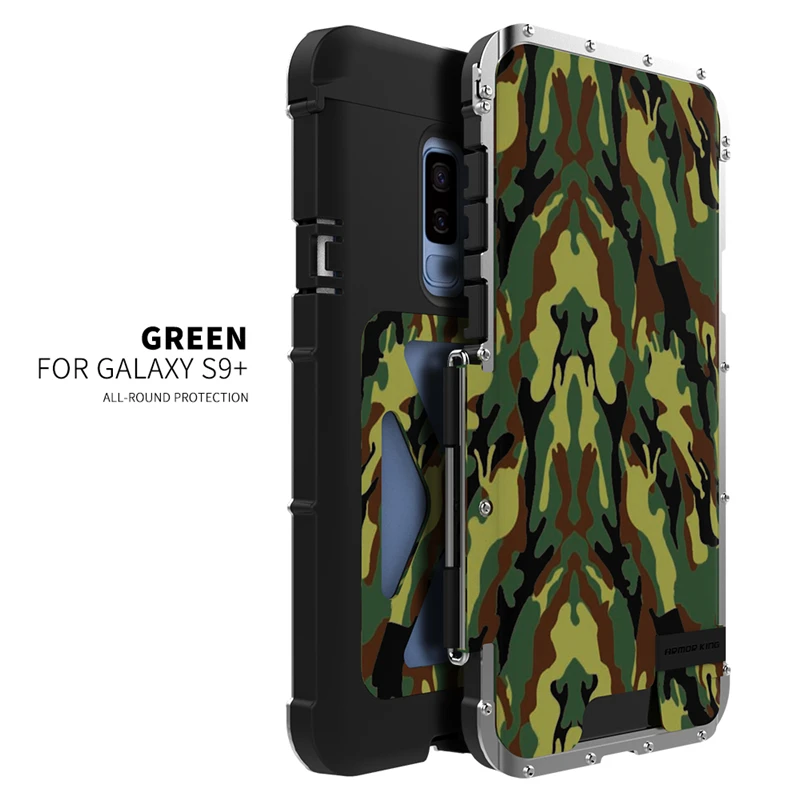 Металлический алюминиевый чехол для телефона s для samsung Galaxy S8 S9 мощный открытый флип-чехол для samsung Galaxy S8plus S9 Plus Note8 чехол Capa - Цвет: Camo