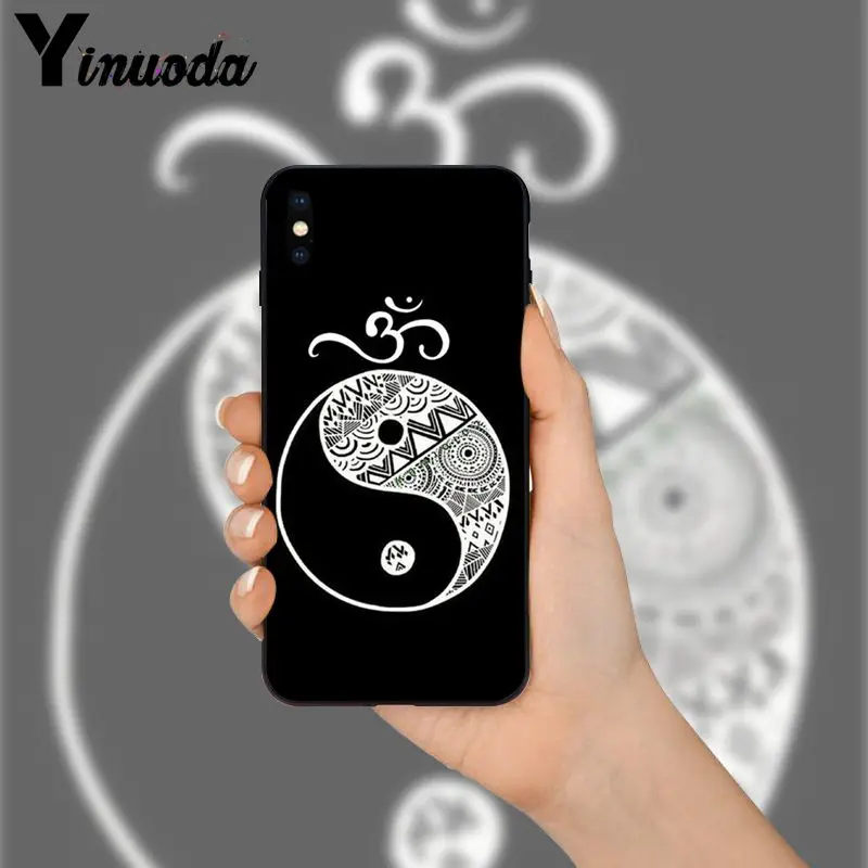 Yinuoda Aum Om Yoga TPU Мягкий силиконовый черный чехол для телефона iPhone X XS MAX 6 6S 7 7plus 8 8Plus 5 5S