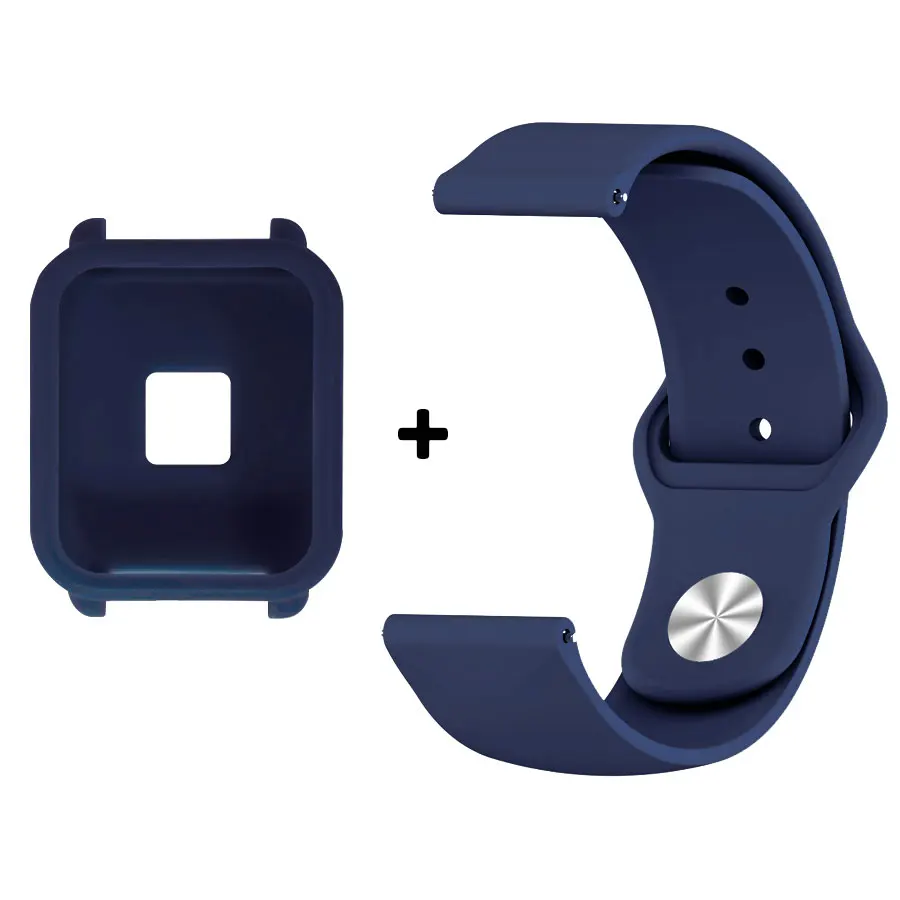 Midnight Blue(Case) 20 мм браслеты для Xiaomi Amazfit Bip Молодежные часы мягкий силиконовый ремешок для часов Amazfit Bip браслет ремень - Цвет ремешка: Midnight Blue(Case)