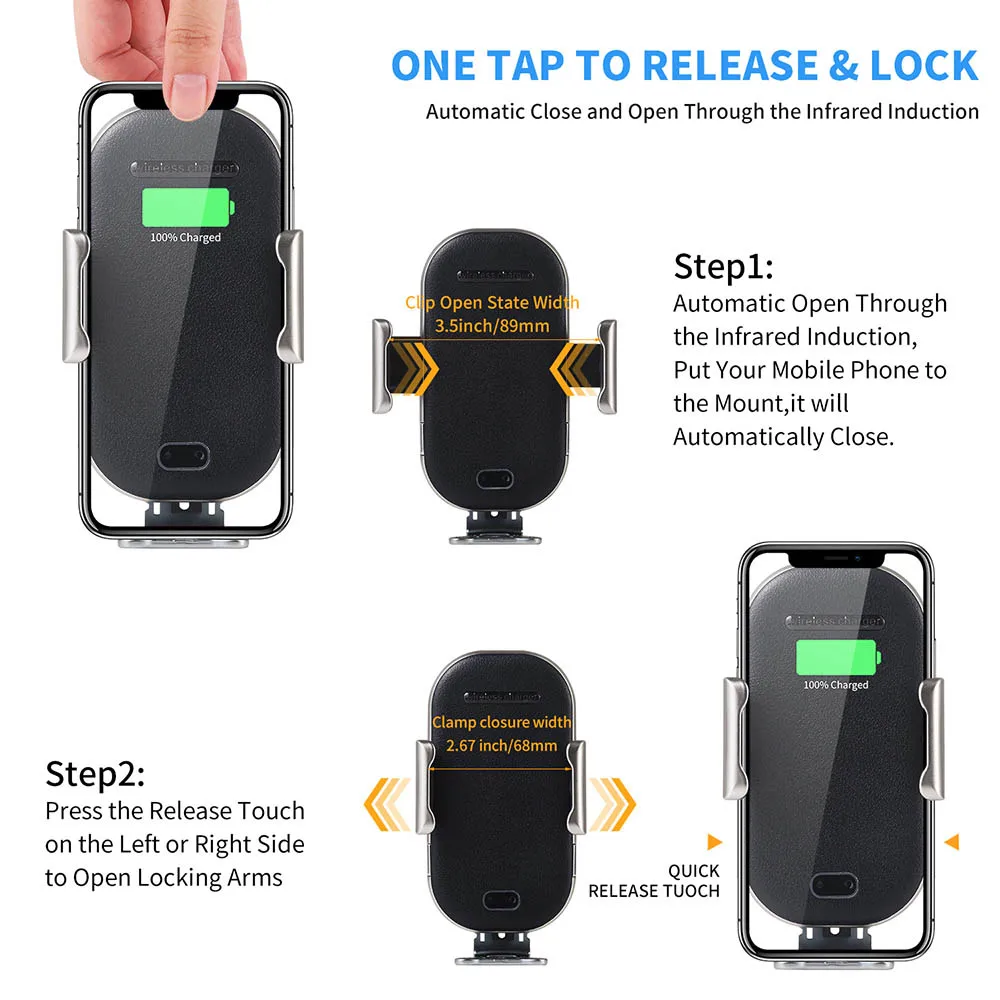 FDGAO 10 Вт Qi Беспроводное Автомобильное зарядное устройство автоматическое