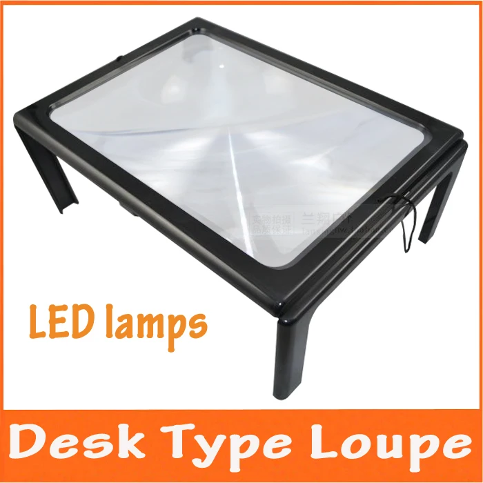 

The Elderly A4 Size Desk Type Reading Loupe Magnifying Glass Illuminated Magnifier with 4 LED Lamps Lights for Old People