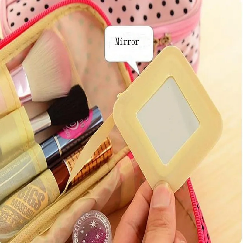 Двухслойный женский чехол для макияжа портативная косметичка полиэстер