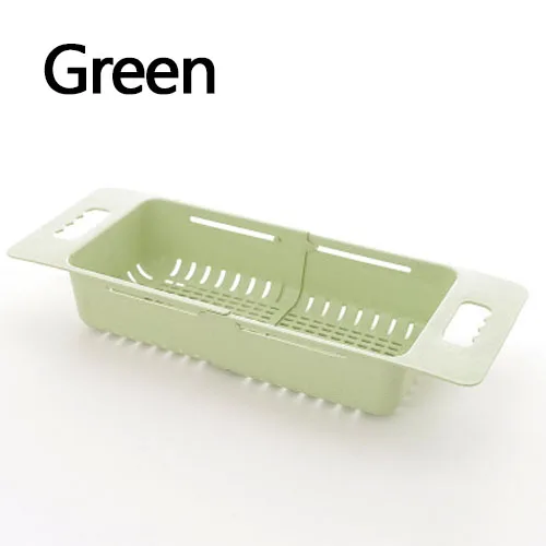GREEN Силиконовая корзина для мытья овощей Выдвижная Регулировка корзина для фруктов и овощей складная раковина с ручкой кухонные инструменты - Цвет: GREEN