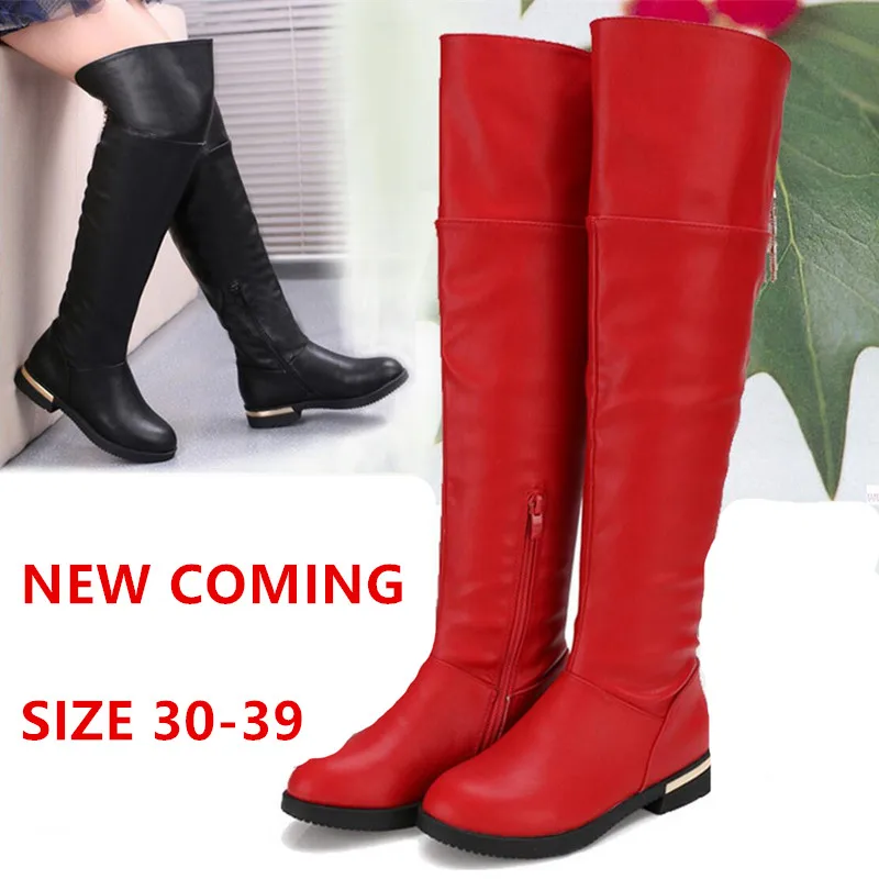 Новинка 2017 года ближайшие осень зима модные ботинки для девочек Ботфорты высокие