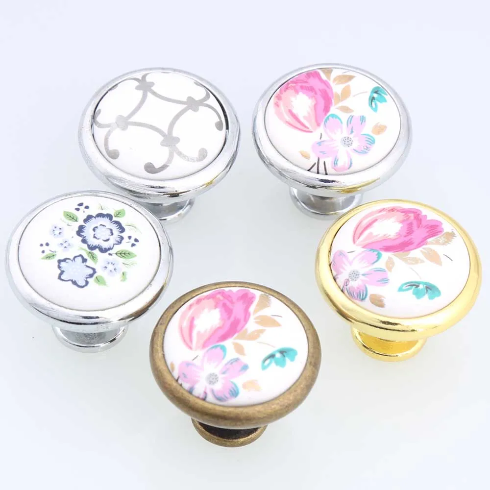 32 мм сельские керамические ручки для ящиков шкафов обуви серебристые золотистые