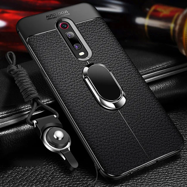 Black Ikrsses для Xiao mi Red mi K20 Pro автомобильный держатель Магнитный кронштейн подставка кольцо на палец TPU Cas для Xiaomi mi 9 T Pro mi 9 SE чехол - Цвет: Black