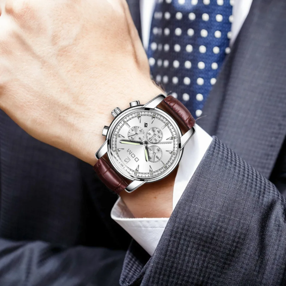 DOM New Arrived Watch Fashion Leather Quartz Men Casual Sports Watches Waterproof High Quality Men's M-75L-7MPE | Наручные часы