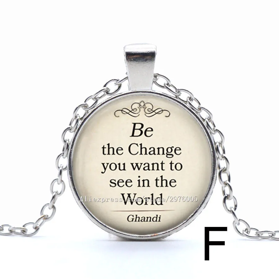 1PC New Gandhi quotes Necklace Handmade Glass Cabochon Ball Chain Pendant 8/style 2017 Girl Party Favors | Украшения и аксессуары