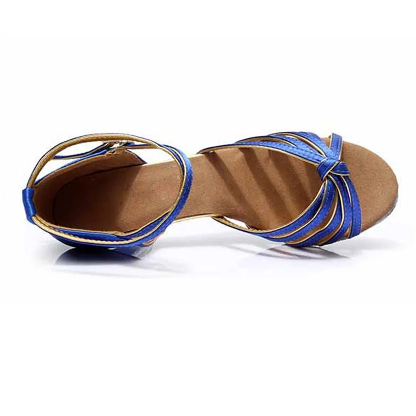 Blue Satin Heel 7cm/5cm Tango Latin Dance Shoes Woman Zapatos Salsa Mujer Zapatos De Baile Latino Mujer 801 Free Shipping