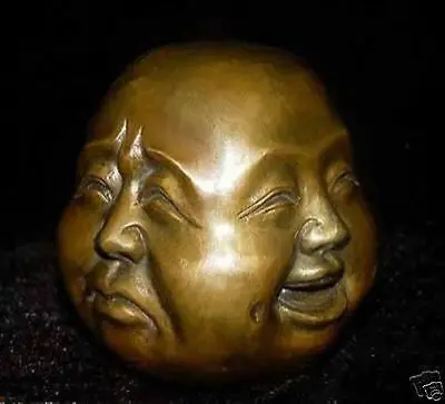 

super 4 expression Copper Face Buddha Tibet 5.5cm Garden Decoration 100% real Brass brass