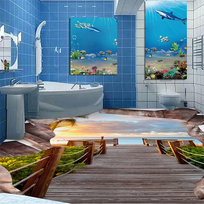 Пользовательские 3D трещины канала пейзаж Гостиная Ванная комната пол обои декор