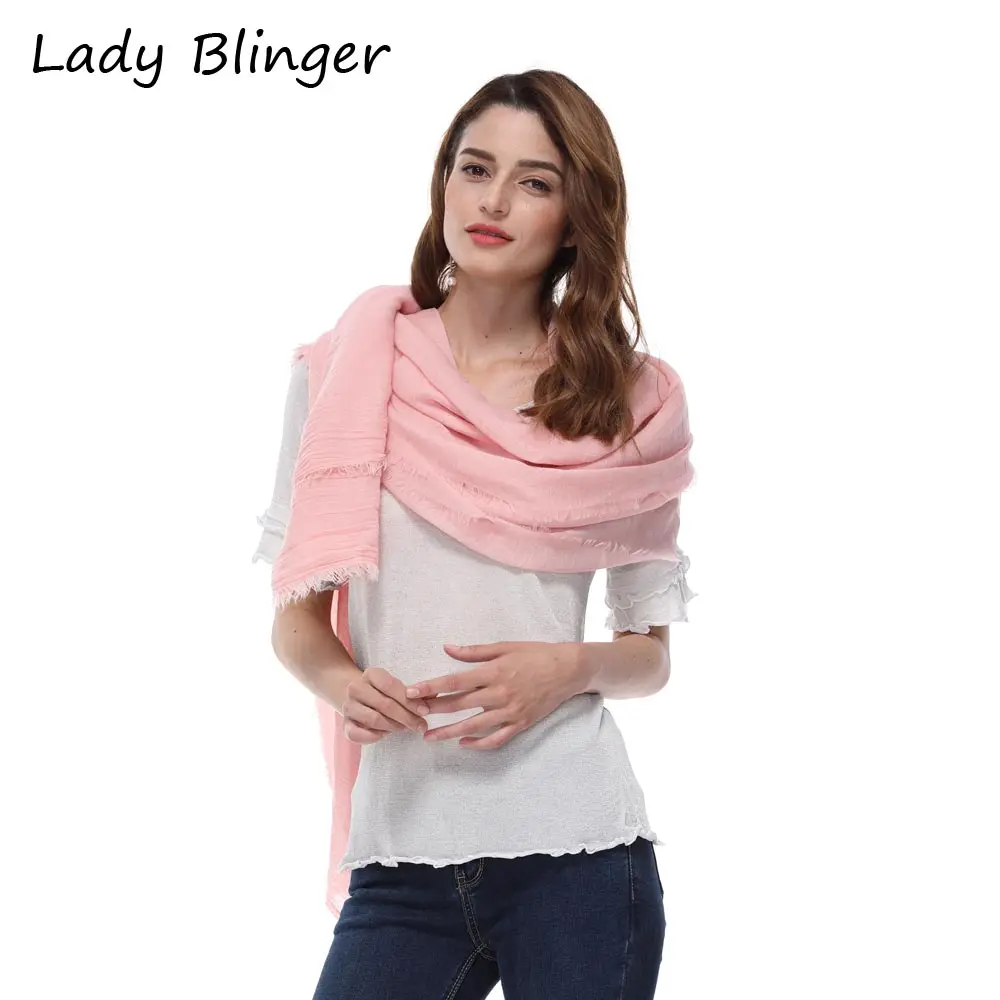 Женский розовый хлопковый шарф Blinger большого размера тонкий для женщин розовая
