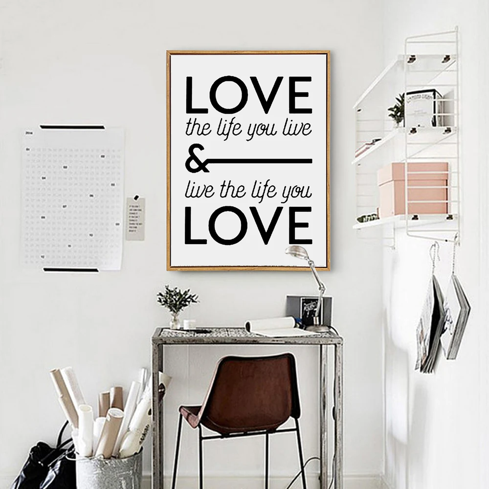 Постер для печати Love the life you live парусиновые рисунки детской комнаты Декор
