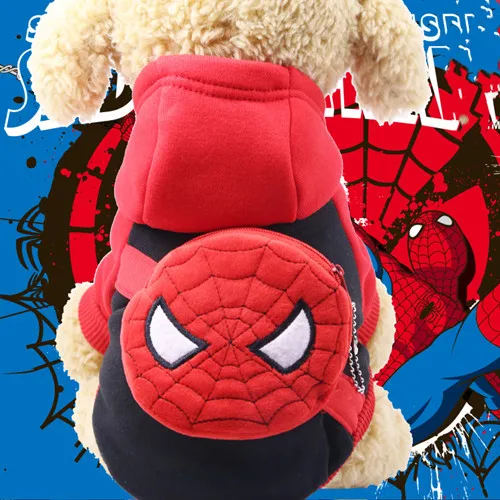Spiderman Теплая одежда для собак, комбинезоны для собак, комбинезон для животных, одежда для щенков, пальто для собак, плотные толстовки для домашних животных, одежда для собак, чихуахуа, Йорк - Цвет: Spiderman