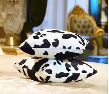 black white milk cow pattern cushion cover velvet throw pillow case lumbar backrest home decor | Дом и сад