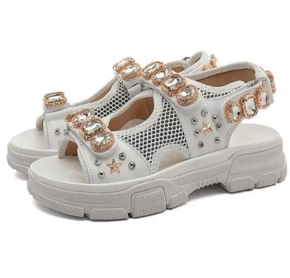 

Carpaton/летние модные женские сандалии с открытым носком, украшенные кристаллами; обувь на плоской подошве; удобные сандалии-гладиаторы на пло...