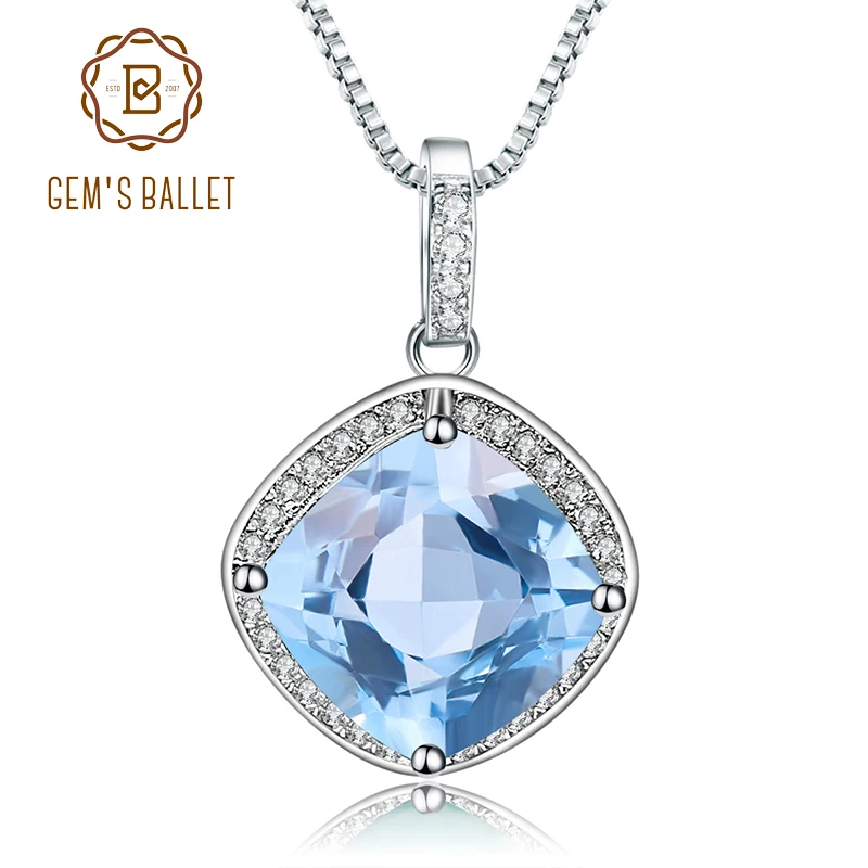 Женское Ожерелье GEM'S BALLET из серебра 925 пробы с натуральным небесно синим топазом
