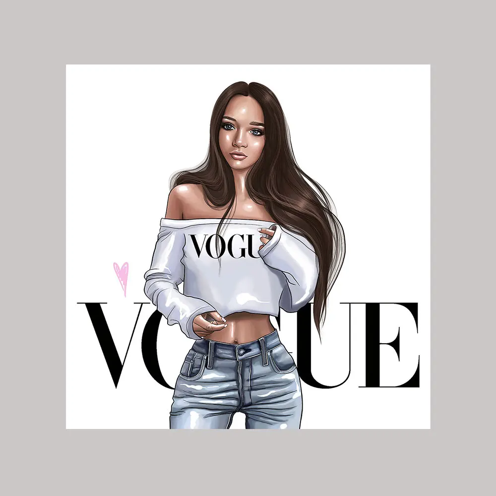 3.no border LECHAO Quadro Vogue плакат Модная девушка картина на настенный Поп-Арт холст картина домашний декор органическое стекло черная металлическая рамка - Цвет: 3.no border