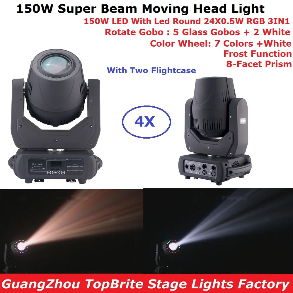 

4 единицы 150 Вт LED перемещение головы луч сценическое освещение DMX 17/19 Chs 150 Вт Gobo LED перемещение головы Dj огни 90-260 В с функцией фокусировки